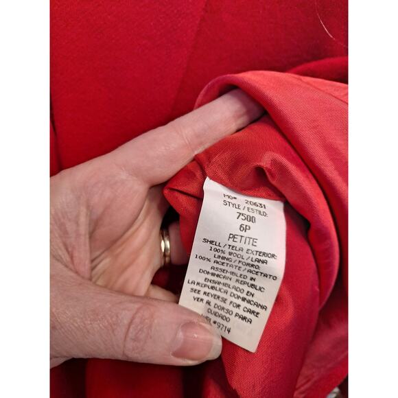 Sag Harbor Women's Red‎ Wool One Button Lined Single Breasted Blazer Size 6 - Picture 8 of 10